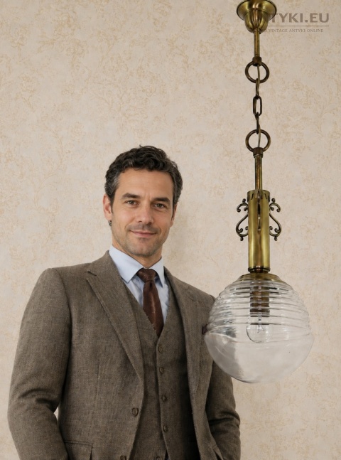 lampa wisząca Chesterfield mosiężna vintage