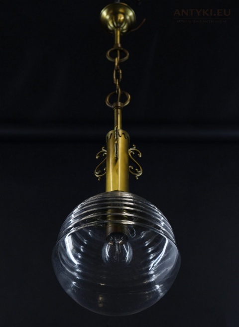 antyczna lampa Chesterfield z kloszem szklanym