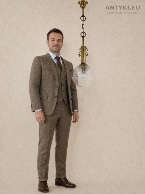 zawiesaana mosiężna lampa Chesterfield z patyną