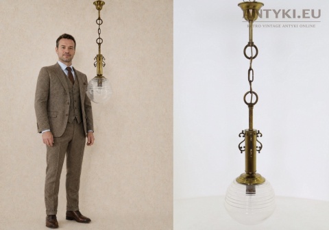 sufitowa lampa Chesterfield z oryginalnym kloszem