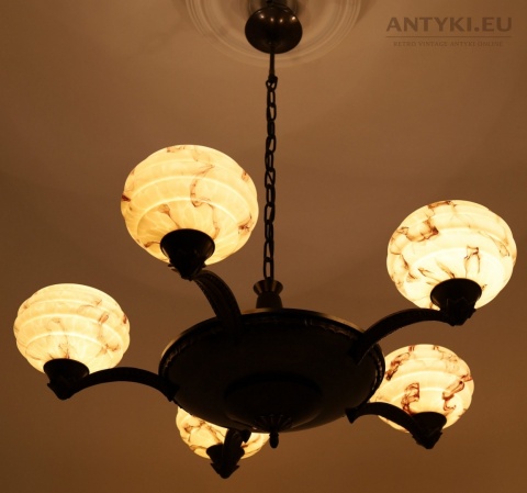 oryginalny żyrandol salonowy art deco
