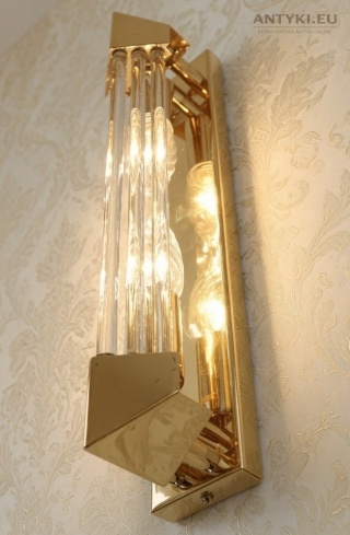 XL! Duży kinkiet mosiężny w stylistyce art déco vintage glamour / Hollywood Regency