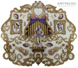 XL Sygnowany panel ścienny Ellie Haggerty carousel art – cherubinki, organy i lustra