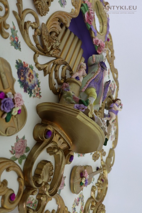 XL Sygnowany panel ścienny Ellie Haggerty carousel art – cherubinki, organy i lustra