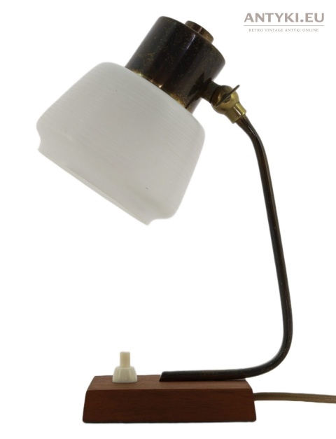 mała lampka stołowa vintage drewniana