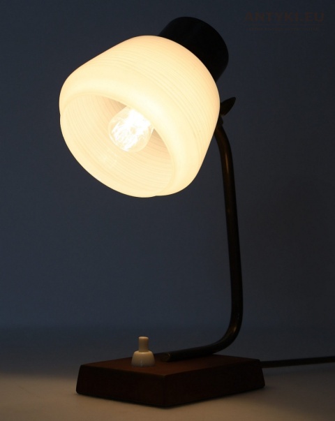 lampka nocna vintage drewno mosiądz