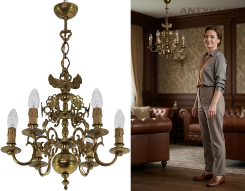 księstwo warszawskie żyrandol empire sześć ramion w aranżacji eleganckiego salonu
