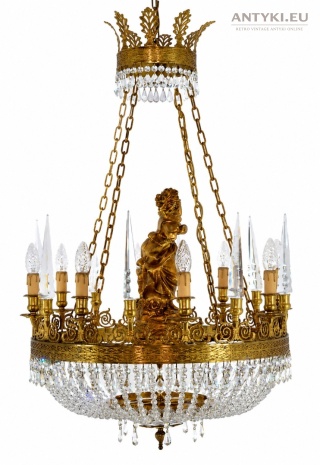 XL muzealny żyrandol kryształowy Louis XV rokoko Francja połowa XX wieku