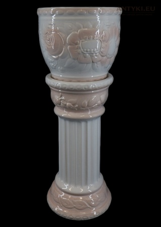 Antyczny ceramiczny kwietnik Scheurich West Germany vintage – kolumna z donicą