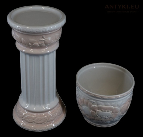 dwuczęściowy kwietnik ceramiczny retro
