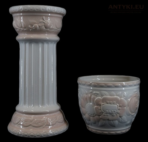 ceramiczny postument na kwiaty retro