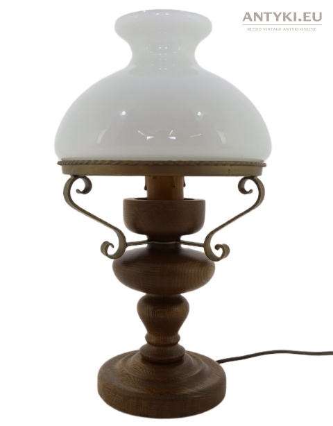 duża lampa stołowa dębowa temde leuchten