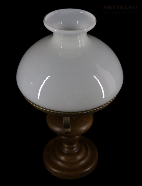 drewniana dekoracyjna lampa stołowa retro