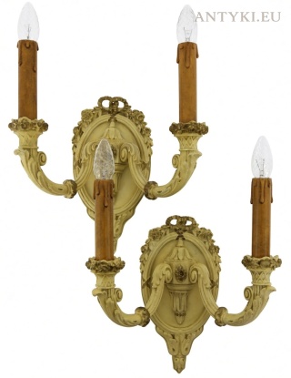 Antyczne kinkiety francuskie Louis XVI – para 2 sztuki, I połowa XX wieku