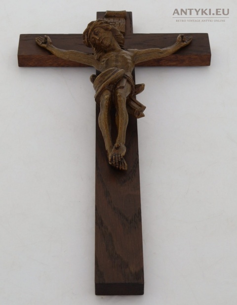 drewniany Jezus Chrystus na krzyżu vintage