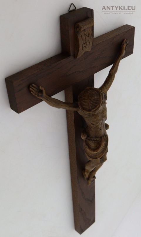 vintage drewniany Jezus Chrystus na krzyżu