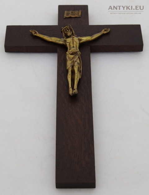 antyczny krucyfiks drewniany 40 cm