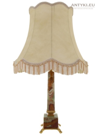 Duża lampa stołowa z onyksu i mosiądzu vintage – połowa XX wieku, 67 cm