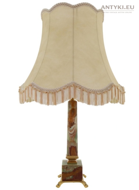Duża lampa stołowa z onyksu i mosiądzu – vintage, połowa XX wieku, 67 cm