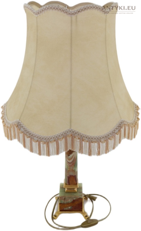 Duża lampa stołowa z onyksu i mosiądzu – vintage, połowa XX wieku, 67 cm