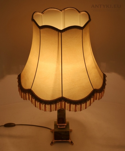 Duża lampa stołowa z onyksu i mosiądzu – vintage, połowa XX wieku, 67 cm