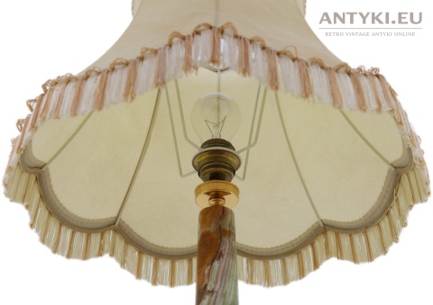 Duża lampa stołowa z onyksu i mosiądzu – vintage, połowa XX wieku, 67 cm