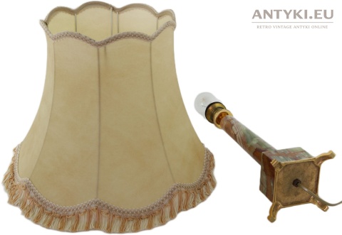 Duża lampa stołowa z onyksu i mosiądzu – vintage, połowa XX wieku, 67 cm