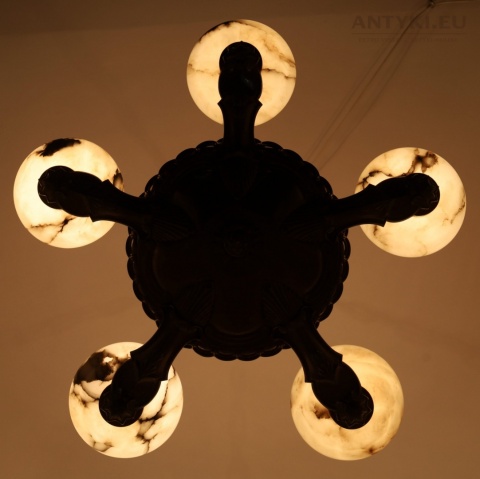 pięcioramienny żyrandol w stylu Art Déco