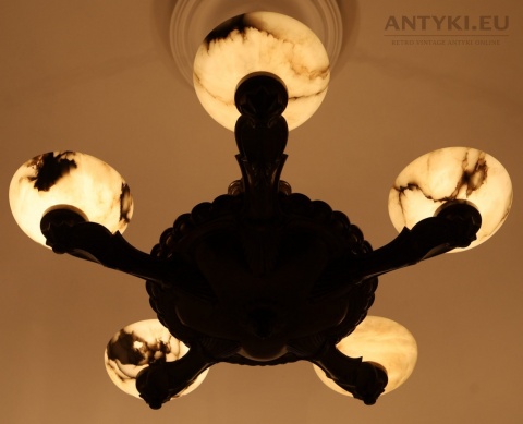 lampa sufitowa Art Déco z pięcioma punktami światła