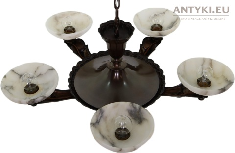 antyczna lampa salonowa z patynowaną konstrukcją