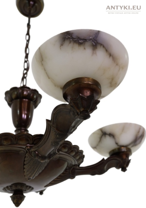 pięcioramienna lampa sufitowa w stylu Art Déco