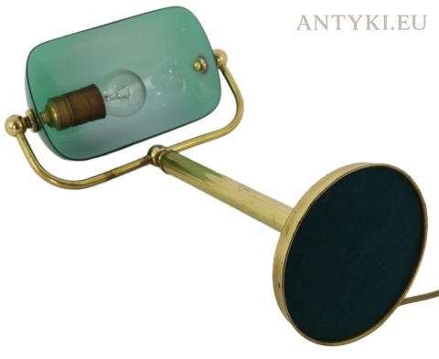 lampa gabinetowa vintage z zielonym kloszem