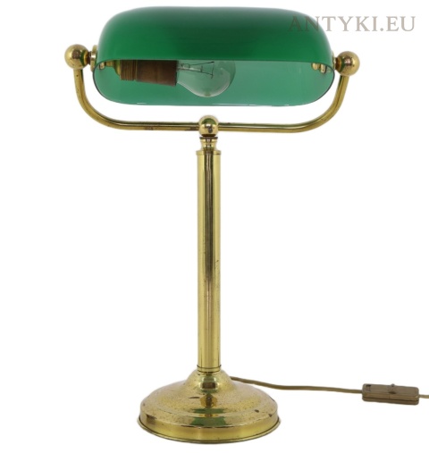 zielona lampa bankierska antyczna