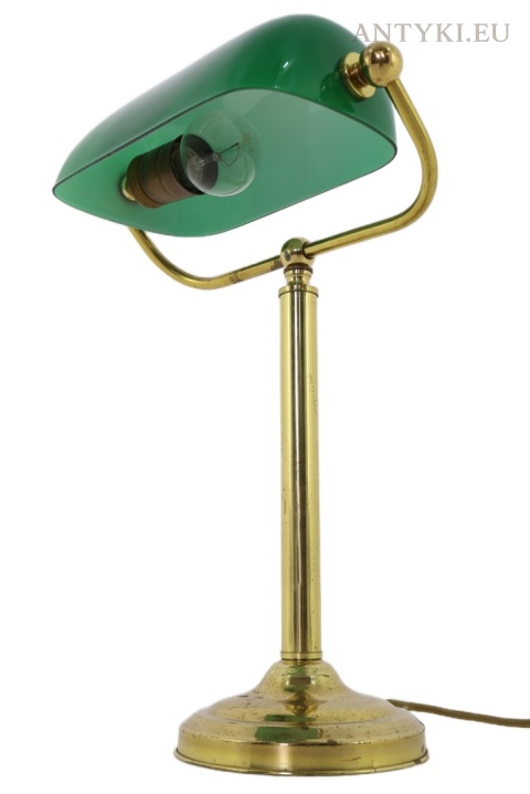 vintage zielona lampa bankierska