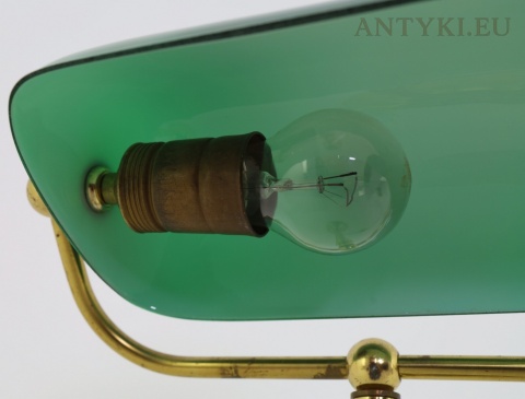 zielona lampa bankierska vintage