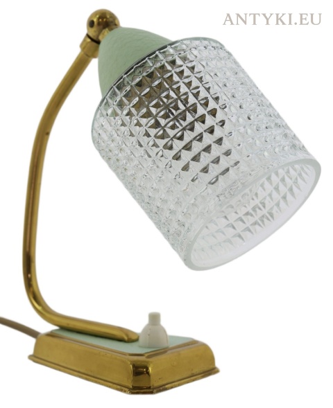 lampka biurkowa vintage mid-century modern ze szklanym kloszem
