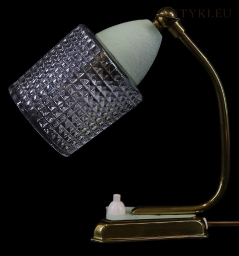lampka biurkowa vintage mid-century modern ze szklanym kloszem