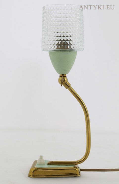 lampka stołowa mid-century modern z mosiężnym ramieniem