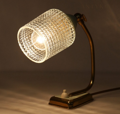 lampka stołowa vintage mid-century z regulowanym kloszem