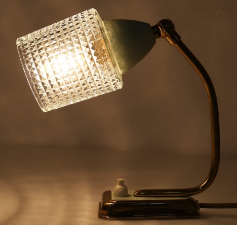lampka stołowa mid-century modern z mosiądzem i szkłem