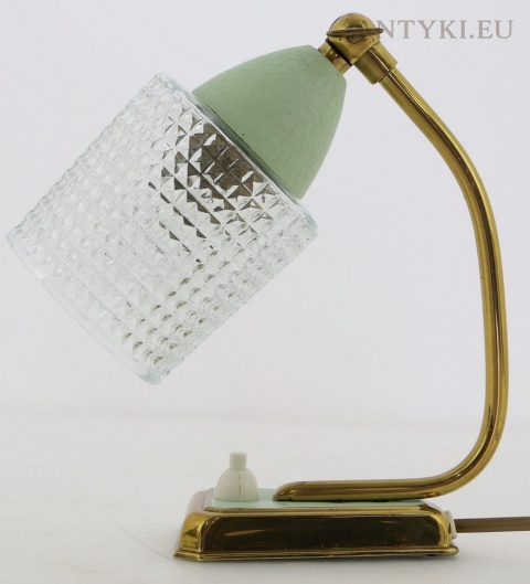 lampka na stolik vintage mid-century z oryginalnym kloszem