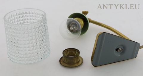 lampka stołowa vintage mid-century ze szkłem prasowanym