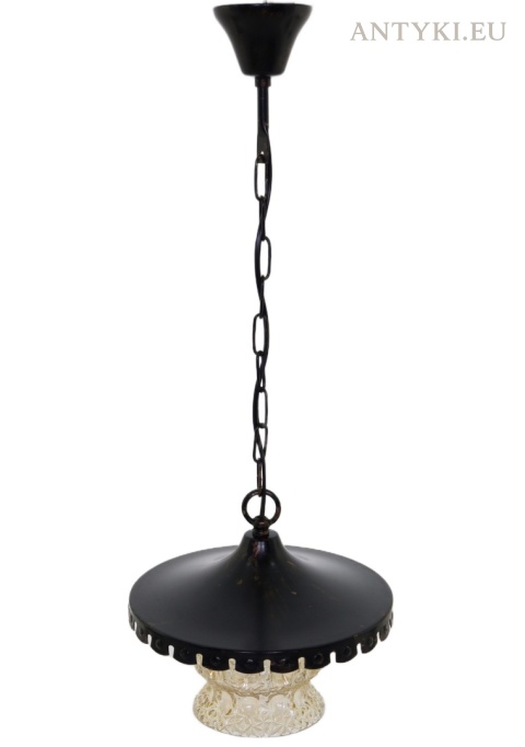 sufitowa lampa retro ze szkłem w miodowym odcieniu