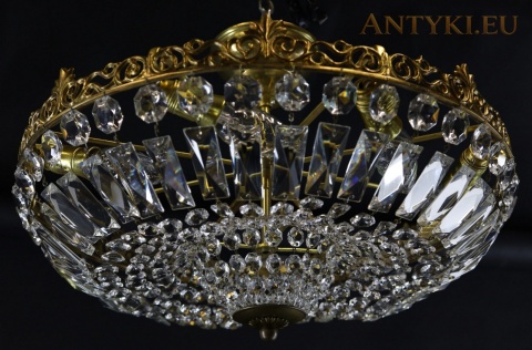 Elegancki złoty plafon kryształowy antyczny