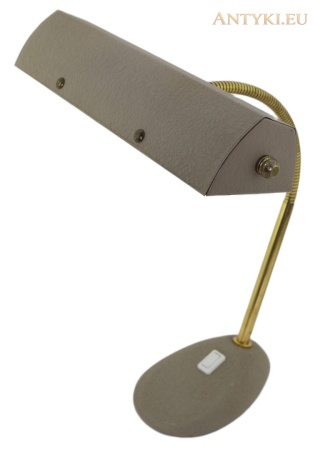 Szarobeżowa lampa stołowa loft industrial z połowy XX wieku