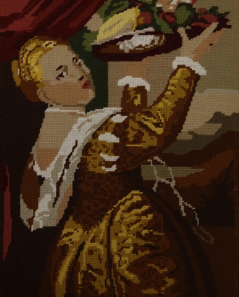 gobelin złocona rama w stylu Ludwika XV z przestrzennym ornamentem roślinnym