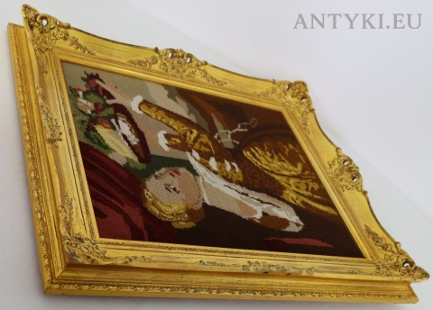 złocona rama w stylu Ludwika XV z przestrzennym ornamentem roślinnym