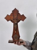 Krzyż krzyżyk z Jezusem Inri Krucyfiks Jezus antyk