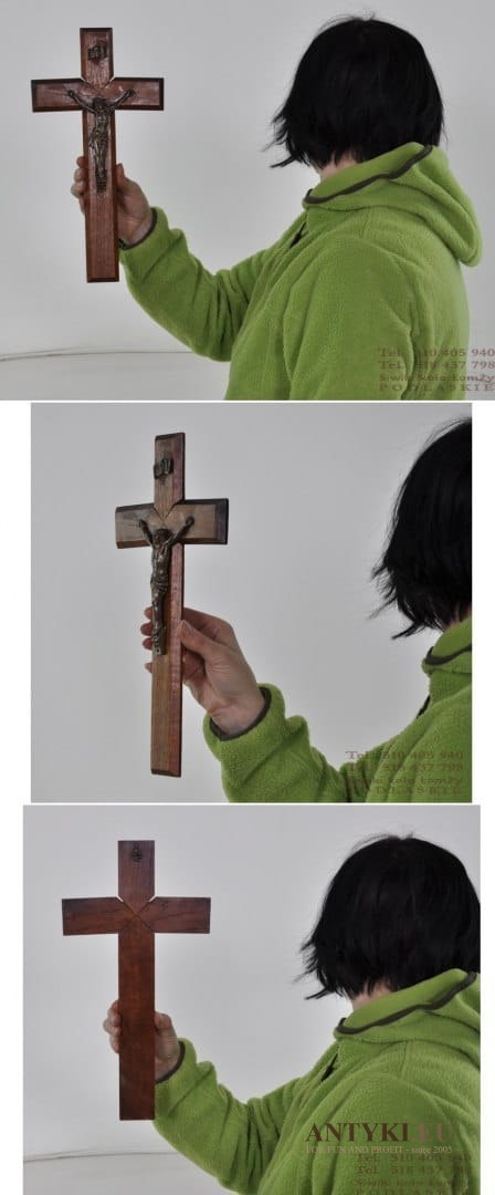 Krzyż, krzyżyk z Jezusem INRI stary Krucyfiks