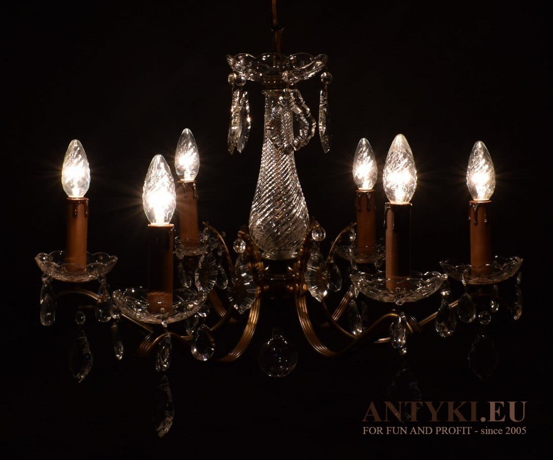 Kuchenny żyrandol kryształowy antyk oświetlenie vintage zabytkowe lampy